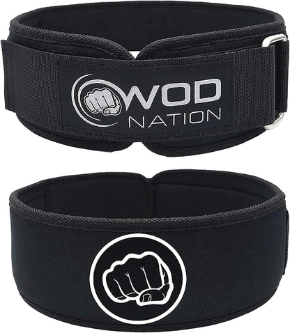 WOD Nation 4 Inch PRO Weight Lifting Belt for Men & Women (Various Sizes) - Firm Support Nylon Weight Belt for Deadlift, Squat & Weightlifting - Gym Belt Sizes for Both Men & Women