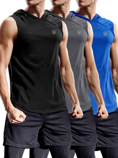 NELEUS Dry Fit Workout Athletic Muscle Tank Top Running Shirts with Hoods