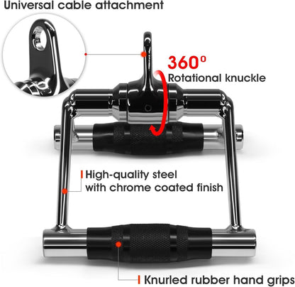 Yes4All Double D Row Handle Cable Attachment for Weight Workout, Cable Machine Accessories for Home Gym, LAT Pull down V Bar with Capacity up to 880LBS