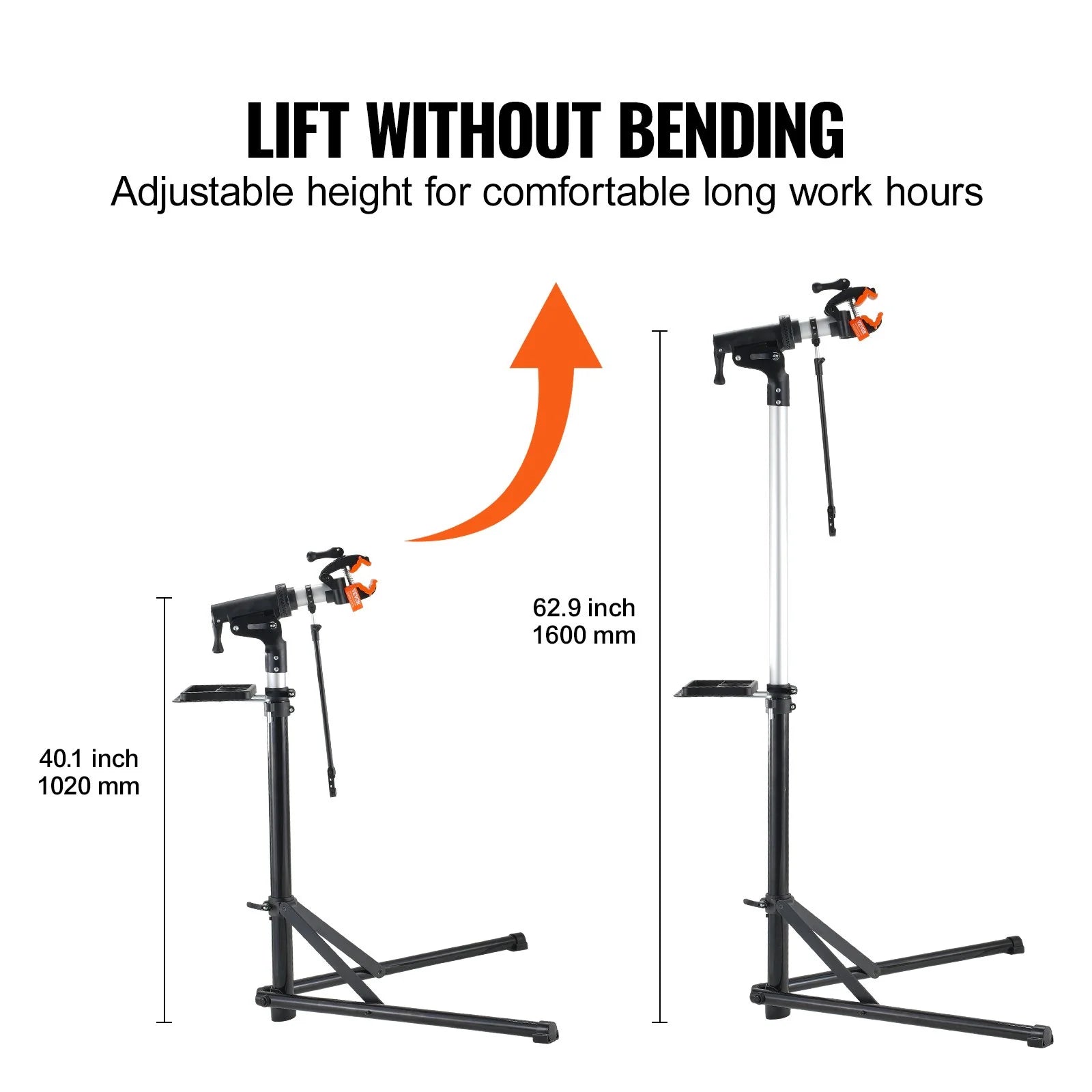 VEVOR Bike Repair Stand, 66 Lbs Heavy-Duty Aluminum Bicycle Repair Stand, Adjustable Height Bike Maintenance Workstand with Magnetic Tool Tray Telescopic Arm, Foldable Bike Work Stand for Home, Shops