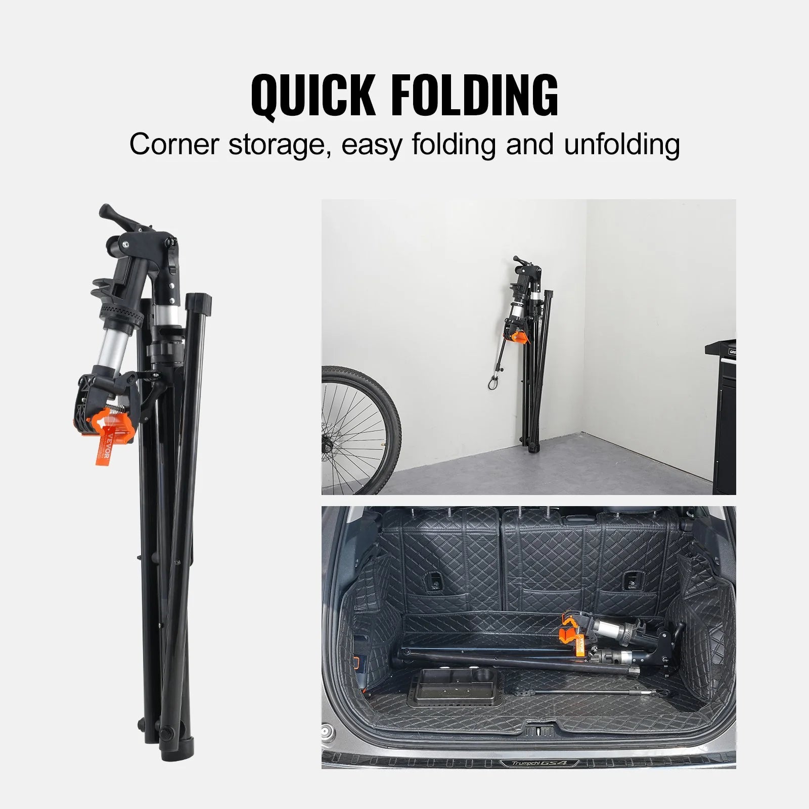 VEVOR Bike Repair Stand, 66 Lbs Heavy-Duty Aluminum Bicycle Repair Stand, Adjustable Height Bike Maintenance Workstand with Magnetic Tool Tray Telescopic Arm, Foldable Bike Work Stand for Home, Shops