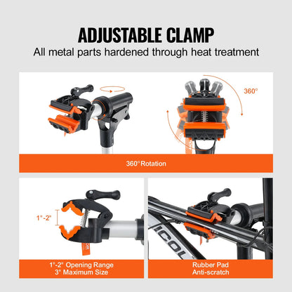 VEVOR Bike Repair Stand, 66 Lbs Heavy-Duty Aluminum Bicycle Repair Stand, Adjustable Height Bike Maintenance Workstand with Magnetic Tool Tray Telescopic Arm, Foldable Bike Work Stand for Home, Shops